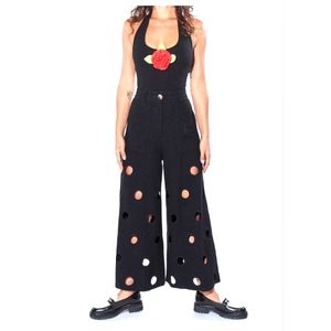 Black hole wide leg trousers